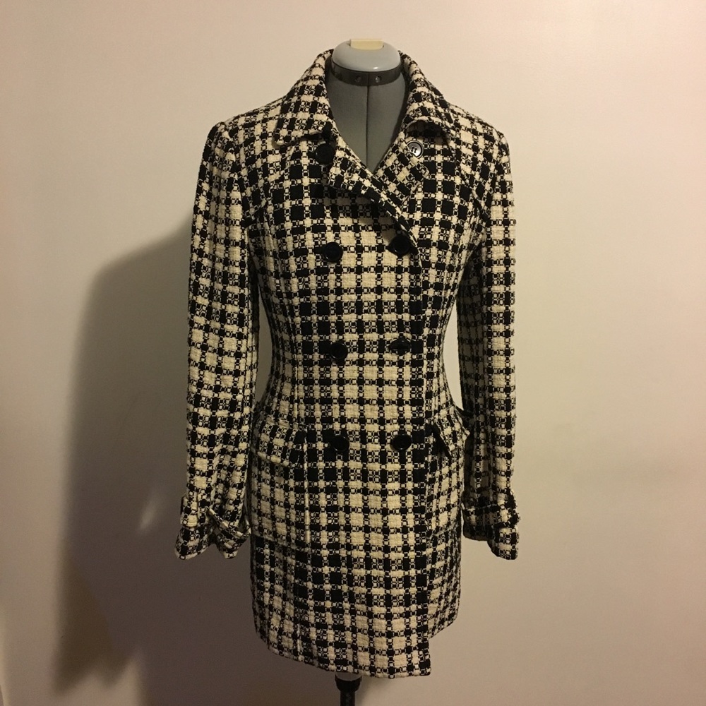 Guess Silk Houndstooth Peacoat